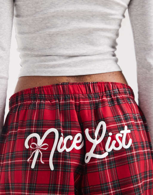 Hollister festive boxer pyjama shorts in red plaid, 3 of 4
