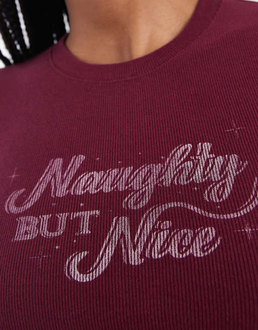 Hollister festive graphic t-shirt in burgundy, 2 of 4