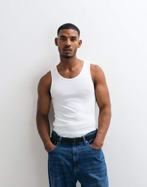 Hollister – Figurbetontes, geripptes Tanktop in Weiß, 2 von 5