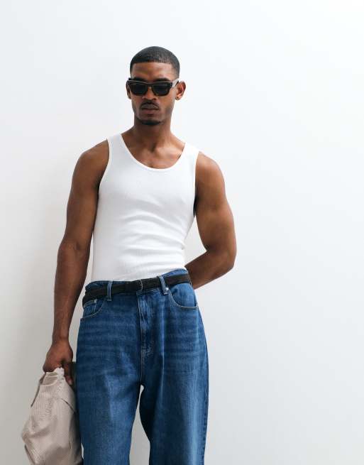 Hollister fitted ribbed tank top in white, 4 of 5
