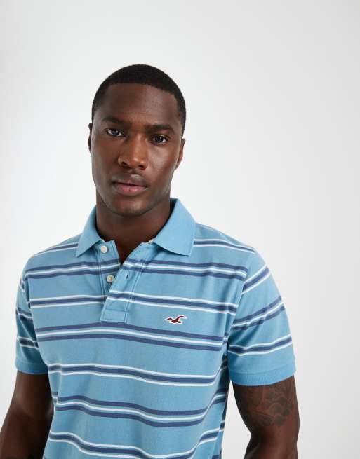 Hollister fitted short sleeve polo in blue stripe, 3 of 5