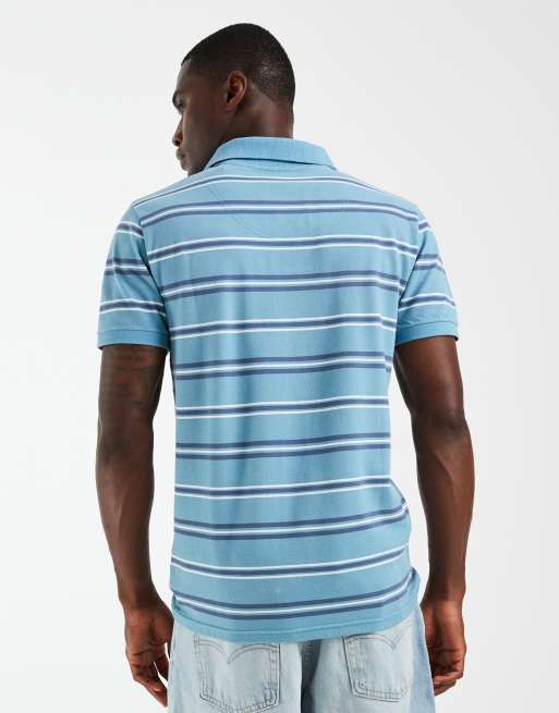 Hollister fitted short sleeve polo in blue stripe, 5 of 5