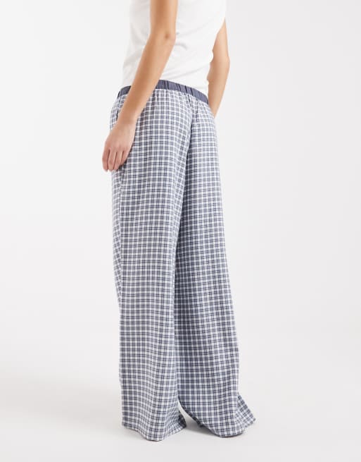 Hollister – Flanell-Pyjamahose in Marineblau mit Vichy-Karos , 2 von 4