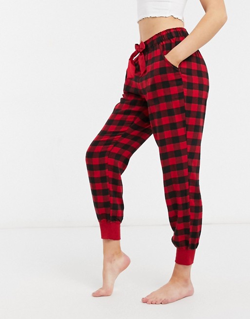 Hollister flannel jogger in red