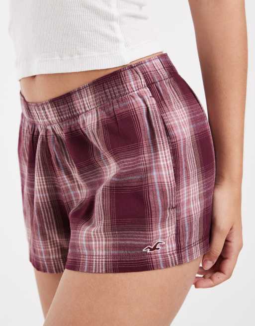 Hollister flannel pyjamasshorts i rødt tern, 3 af 4