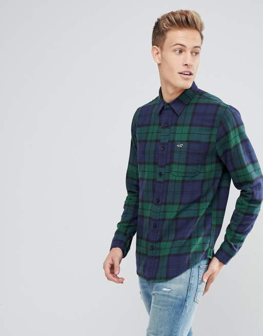 Plaid shirt hollister deals