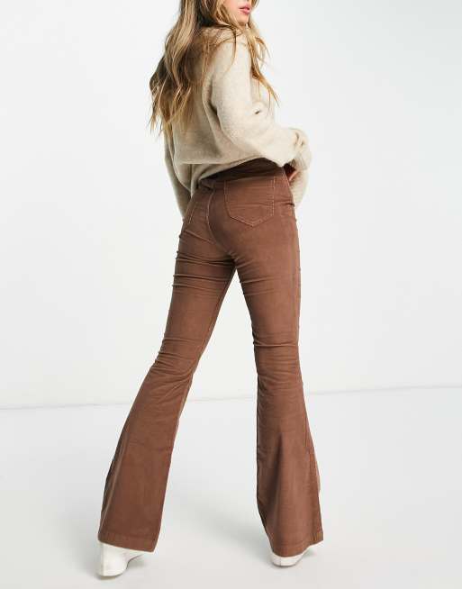 Plus High Waisted Corduroy Flare Jeans