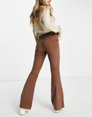 Brown corduroy flared trousers clearance
