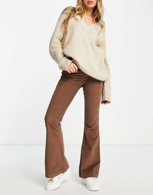 Topshop zip flare corduroy pants sales