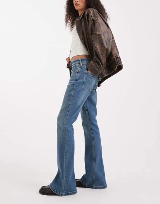 Hollister - Flared jeans met hoge taille in middenblauwe wassing, 3 van 5
