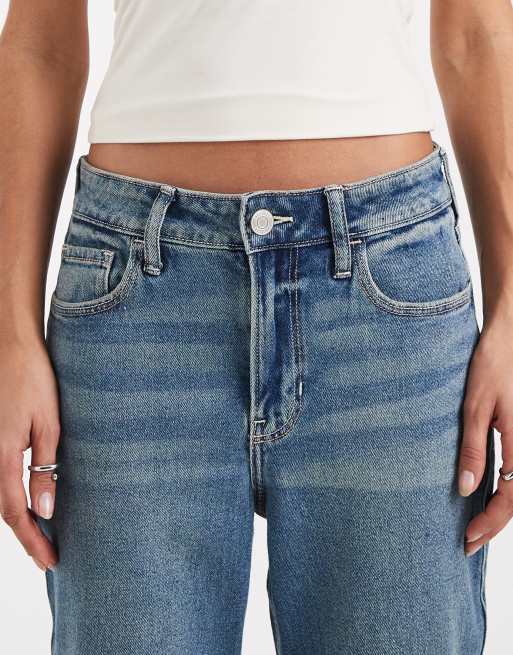 Hollister - Flared jeans met hoge taille in middenblauwe wassing, 4 van 5