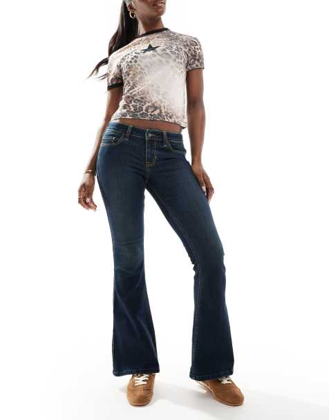 Hollister - Flared jeans met lage taille in donkere spoeling - view 1