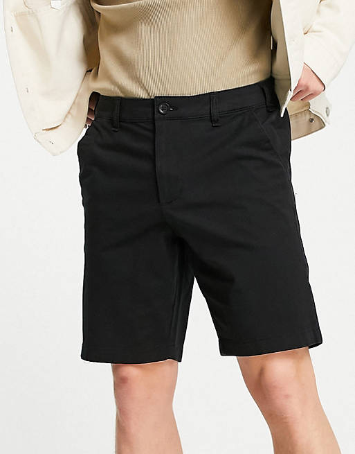 Hollister flat front chino shorts in black | ASOS