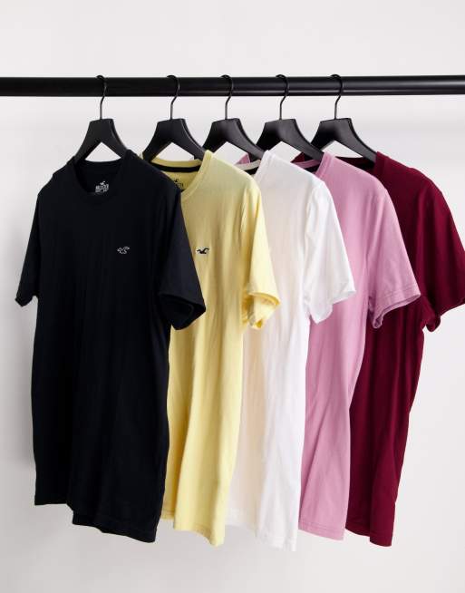 Hollister – Flerfärgad t-shirt med ikonlogga, 5-pack