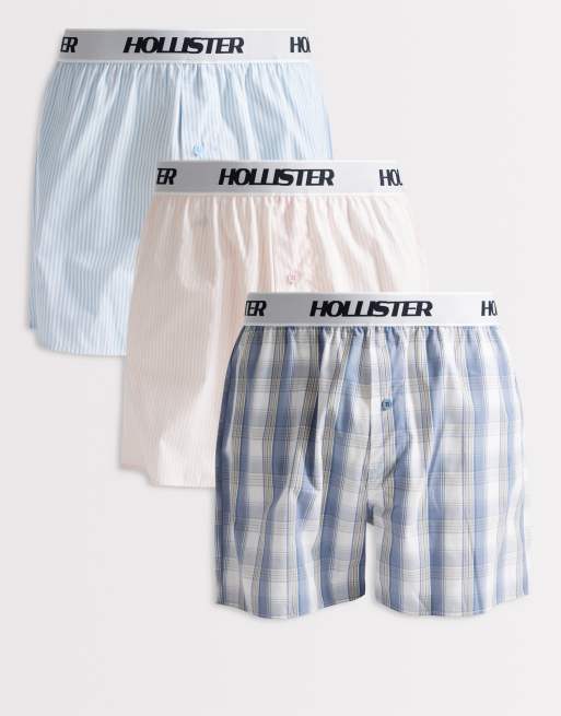 Hollister – Flerfärgade, mönstrade boxershorts, 3-pack