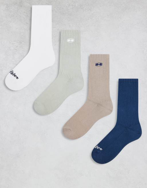 Hollister – Flerfärgade strumpor med logga, 4-pack