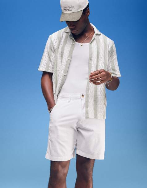 Hollister flex waist tailored shorts in white - view 1
