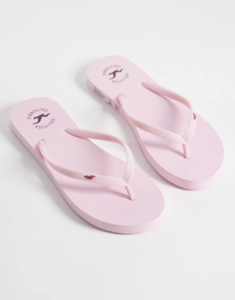 Hollister flip flops in baby pink - view 1