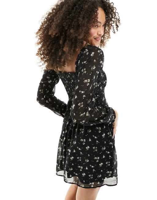 Hollister black floral dress outlet