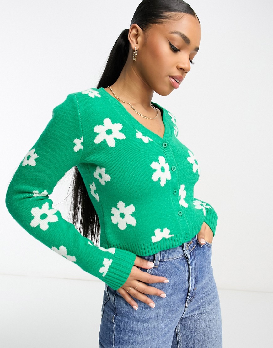 Hollister floral print cardigan in green