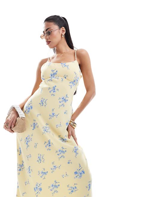 blue yellow floral dress Button Front Mini | Trendy Women's Dress air dry preferred Manufactured in China Gigi Maxi Dress Blue Yellow