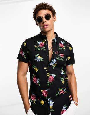 floral shirt black