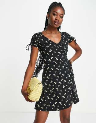 Hollister floral wrap dress in black | ASOS