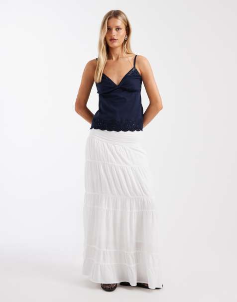 Hollister foldover maxi skirt in white - view 1