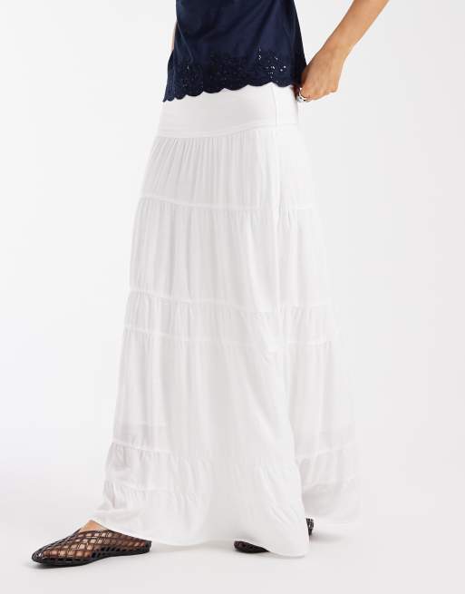 Hollister foldover maxi skirt in white, 2 of 5