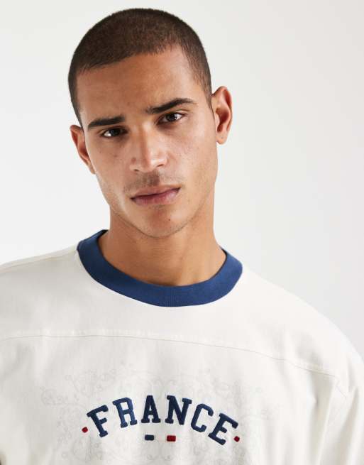 Hollister France soccer inspired oversized t-shirt in white | ASOS