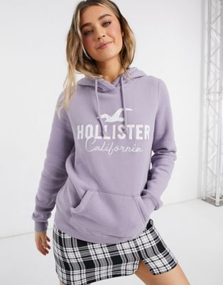 Hollister front logo hoodie in lilac | ASOS