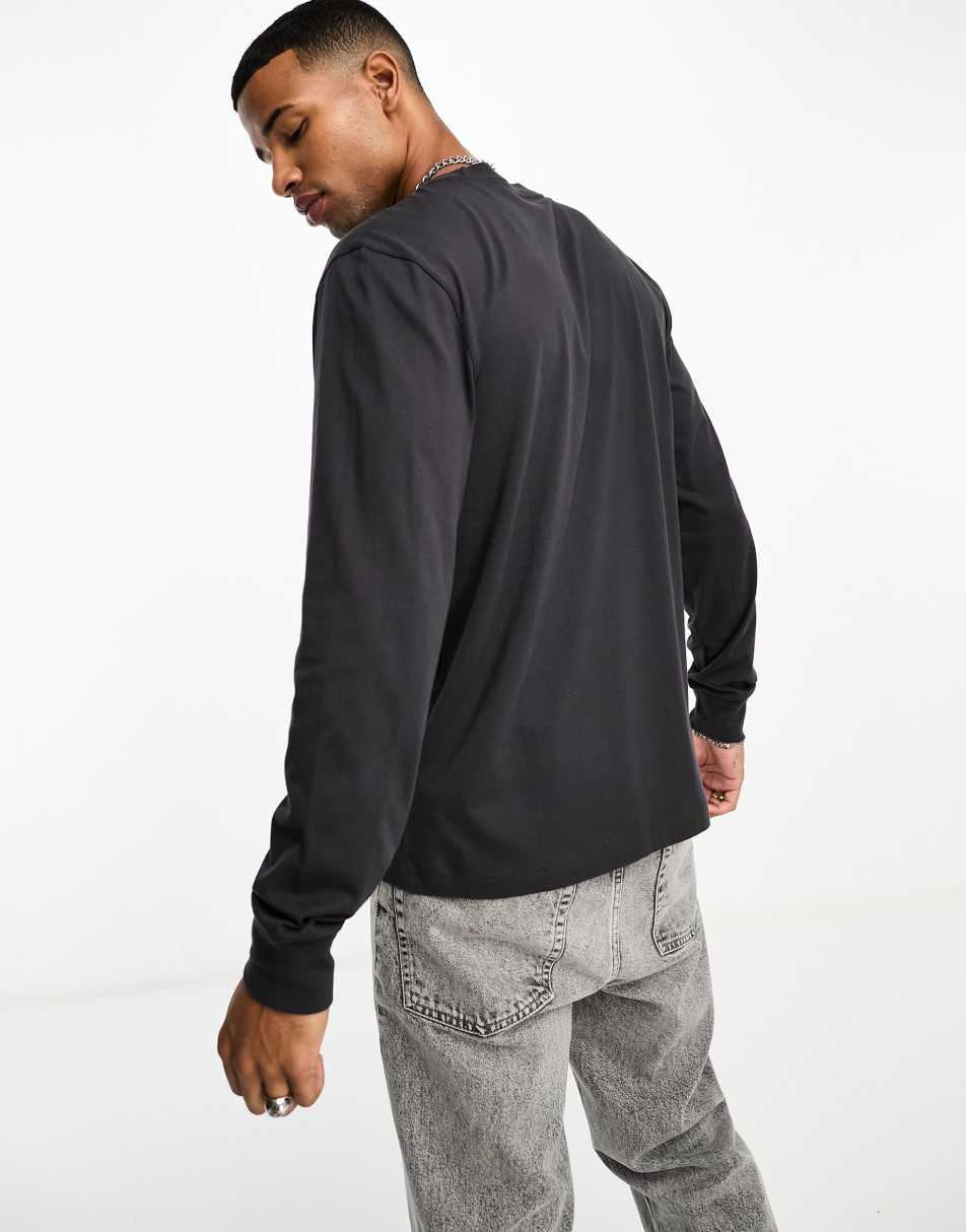 Hollister front logo long sleeve t-shirt in dark grey 2