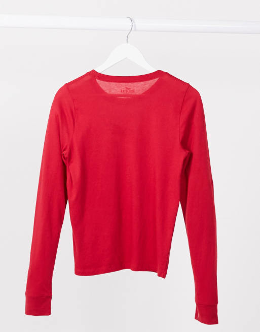 Hollister red 2025 long sleeve