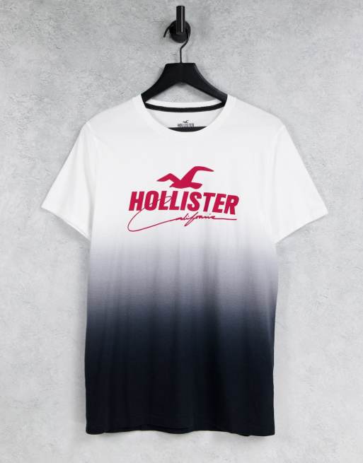 Hollister tech retro logo blocking t-shirt in white/gray marl, ASOS