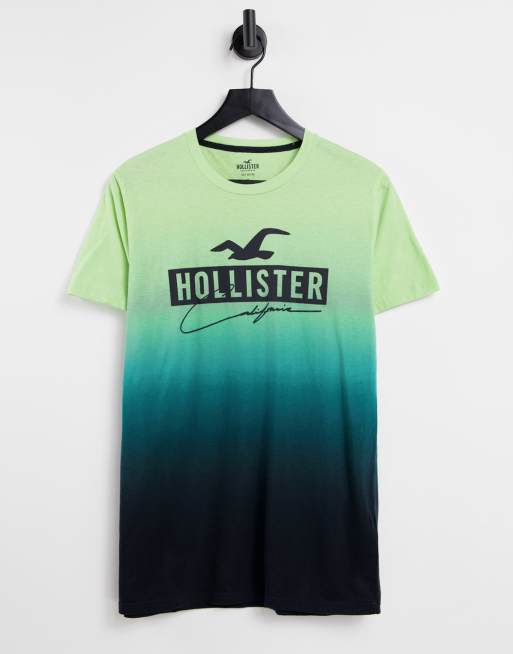 Hollister front logo ombre t shirt in green