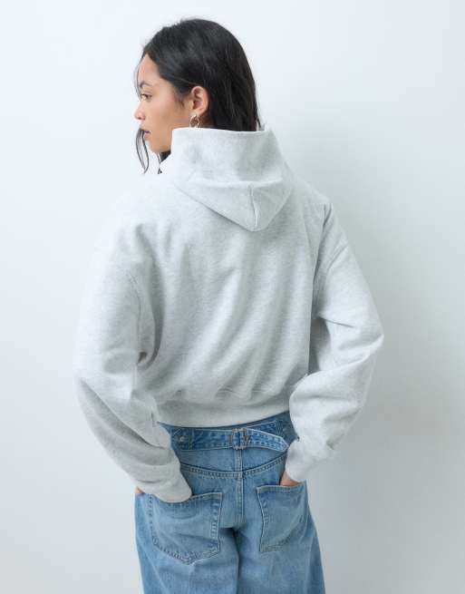 Hollister front logo oversized hoodie in grey marl, 3 of 5
