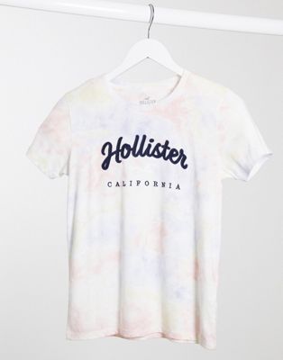 Hollister front logo t-shirt in tie dye 