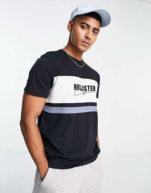Hollister front panel logo t-shirt in black | ASOS