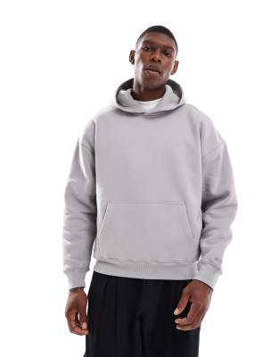 Hollister Front Pocket Boxy Hoodie In Gray