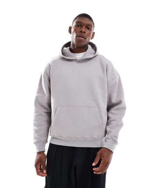 Hollister front pocket boxy hoodie in grey - view 1