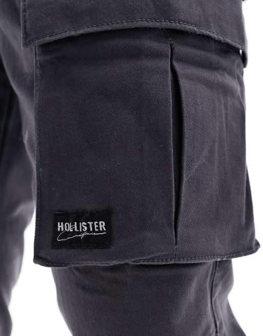 Hollister front pocket skinny fit cargo sweatpants in dark gray