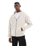 [Hollister] Hollister full zip baggy front pocket hoodie in greige-Grey XS Greige