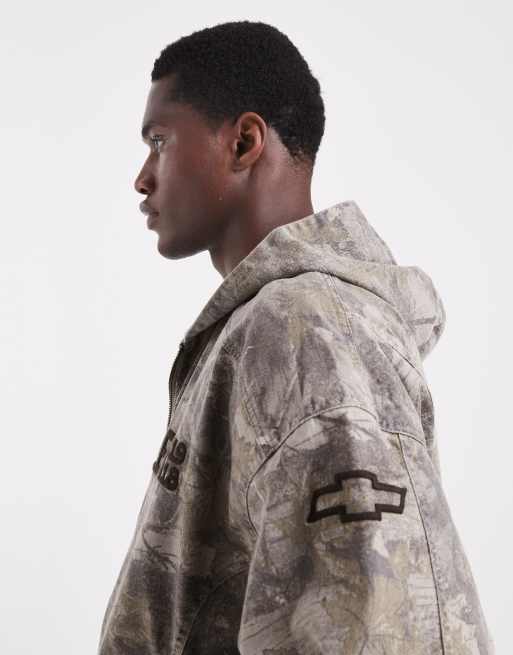 Hollister full zip hooded skater jacket in camo print, 4 of 5