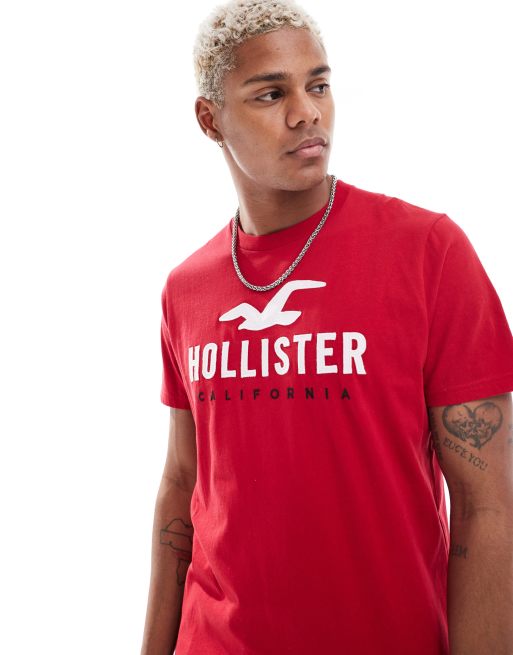 Hollister Funktionales T Shirt in Rot mit Logo
