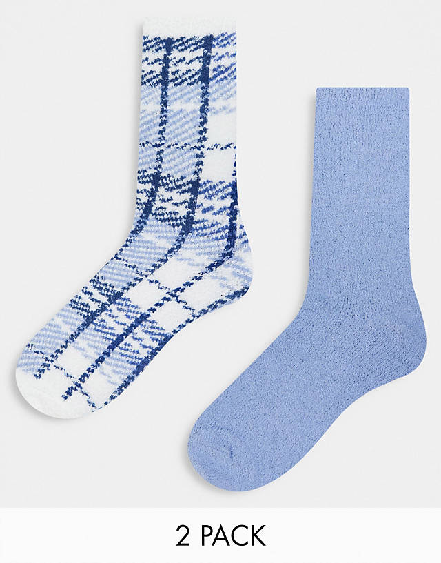 Hollister - fuzzy socks in blue check