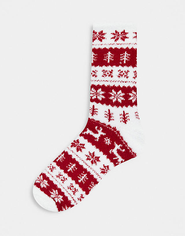 Hollister - fuzzy socks in red check