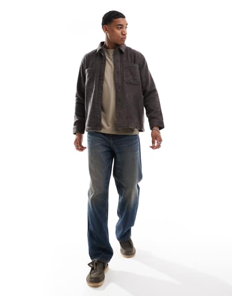 Hollister - Geborsteld overshirt in bruin - view 1