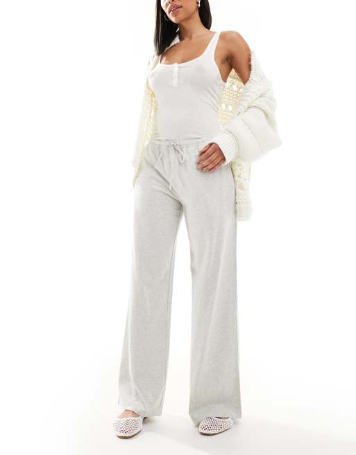 Hollister - Gebreide baggy casual broek met lage taille in grijs