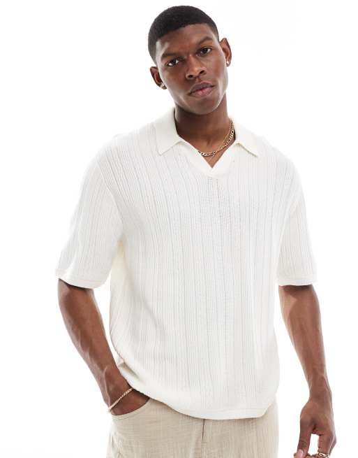 Hollister - Gebreide top met korte mouwen in wit