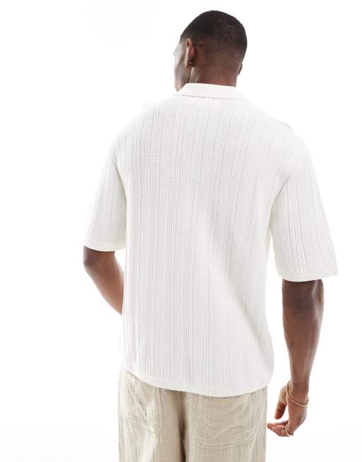 Hollister - Gebreide top met korte mouwen in wit, 3 van 4